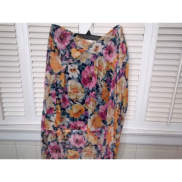 Forever 21 Raspberry Orange Floral High Low Skirt - Picture 3 of 5